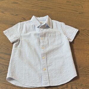 Crewcuts Blue & White Seersucker Short-Sleeve Button-Down Shirt